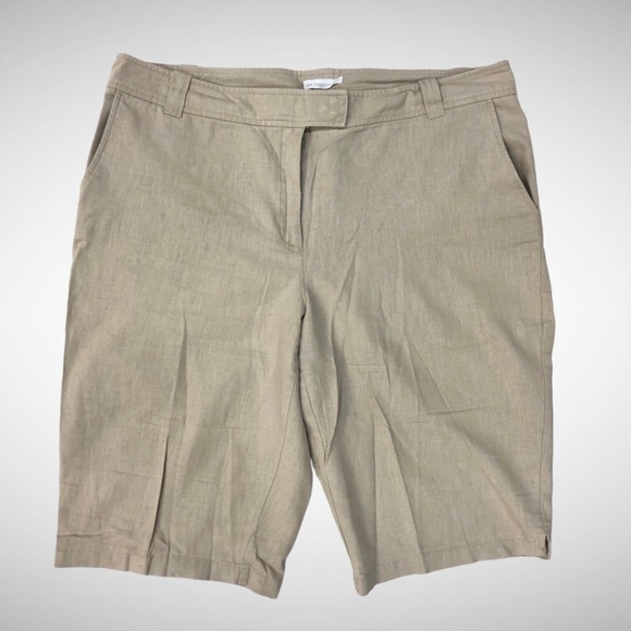 New York & Company Pants - New York and Co Tan Linen Bermuda Shorts Size 14